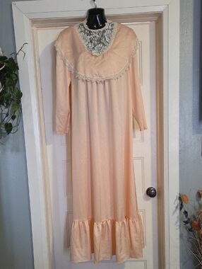 Peach Lace Yoke Nightgown Or Dress